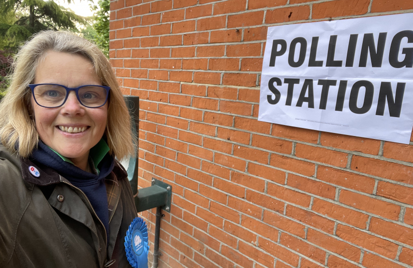 Emma outside College Ward polling station