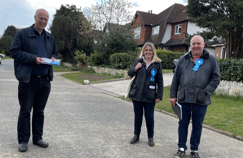 Campaigning in Epsom with Chris Grayling MP